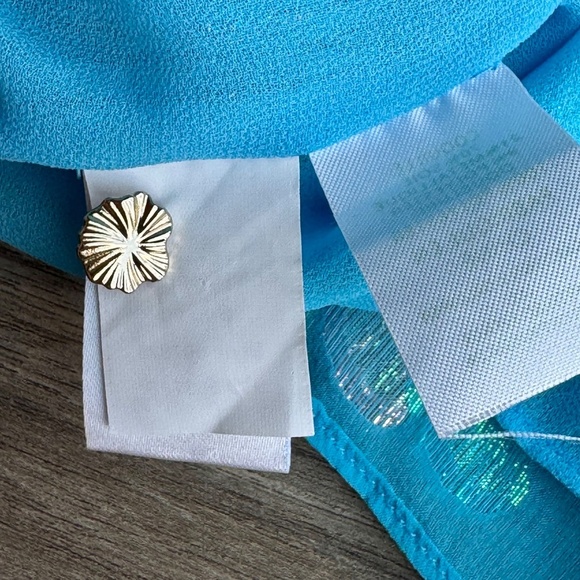 Lilly Pulitzer Galiana Ocean Breeze Multi Flora Metallic Clip Silk Blouse Size S - Picture 6 of 14